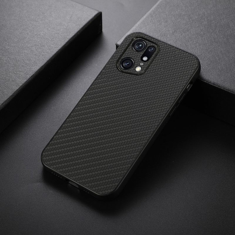 Coque Oppo Find X5 Pro Effet Cuir Texture Fibre Carbone