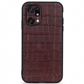 Coque Oppo Find X5 Pro Véritable Cuir Texture Crocodile