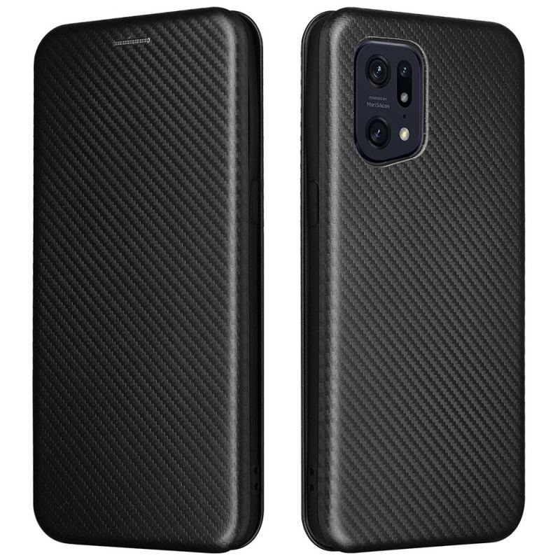 Flip Cover Oppo Find X5 Pro Texture Fibre Carbone