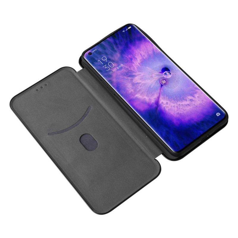 Flip Cover Oppo Find X5 Pro Texture Fibre Carbone