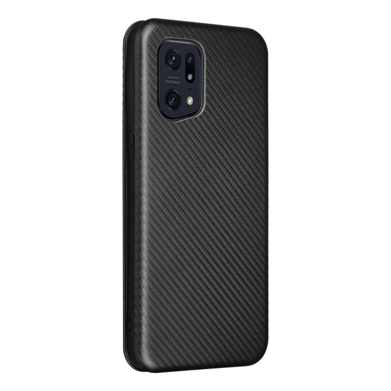 Flip Cover Oppo Find X5 Pro Texture Fibre Carbone