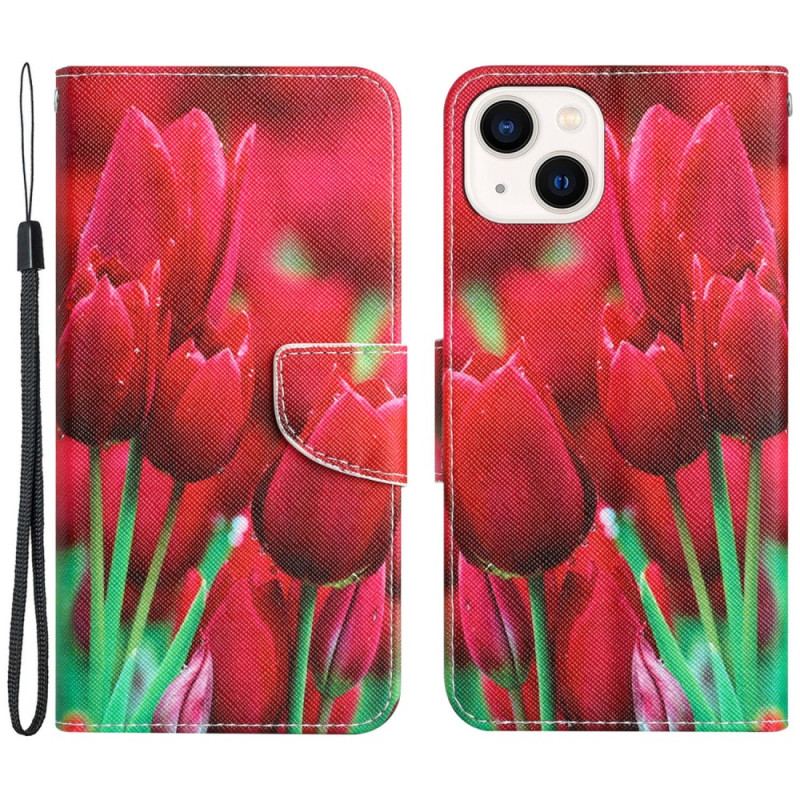 Housse iPhone 15 Déclinaison Florale à Lanière