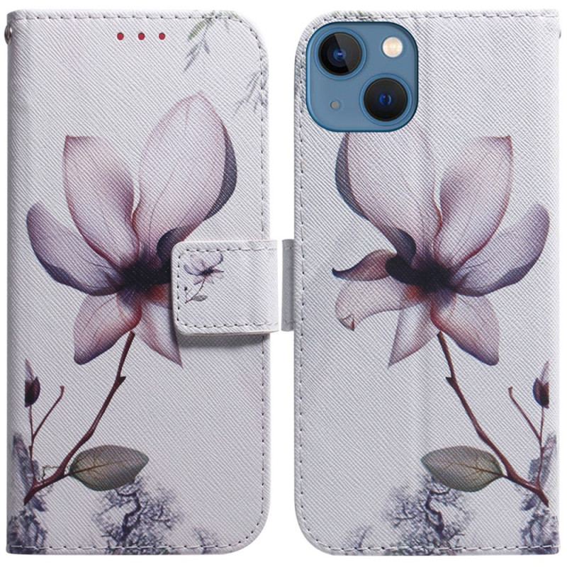 Housse iPhone 15 Fleur Vieux Rose