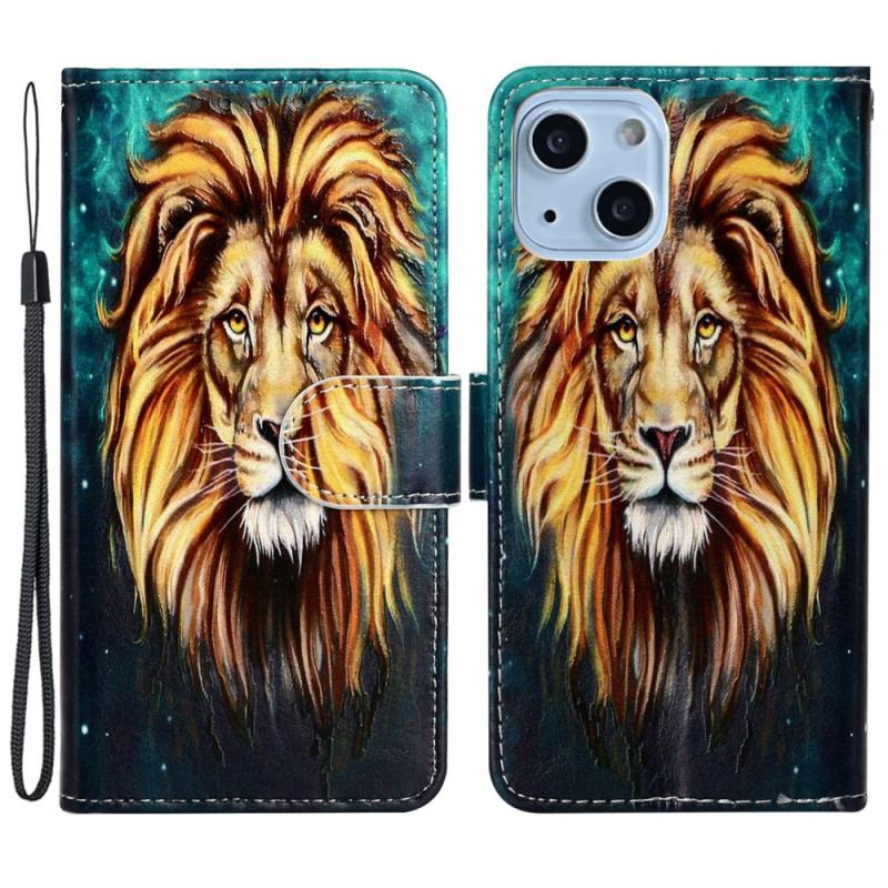 Housse iPhone 15 Lion Graphique à Lanière