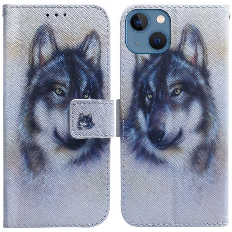 Housse iPhone 15 Loup Aquarelle