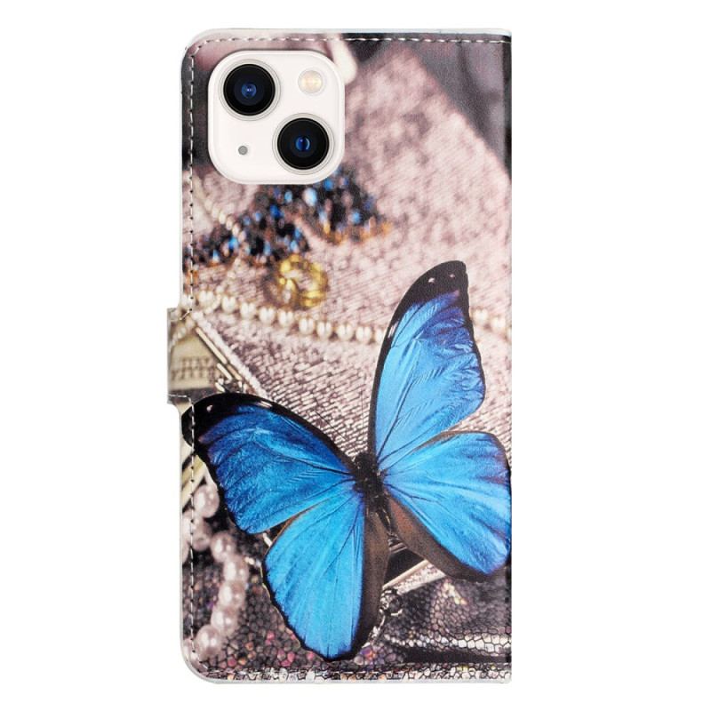 Housse iPhone 15 Papillon Bleu