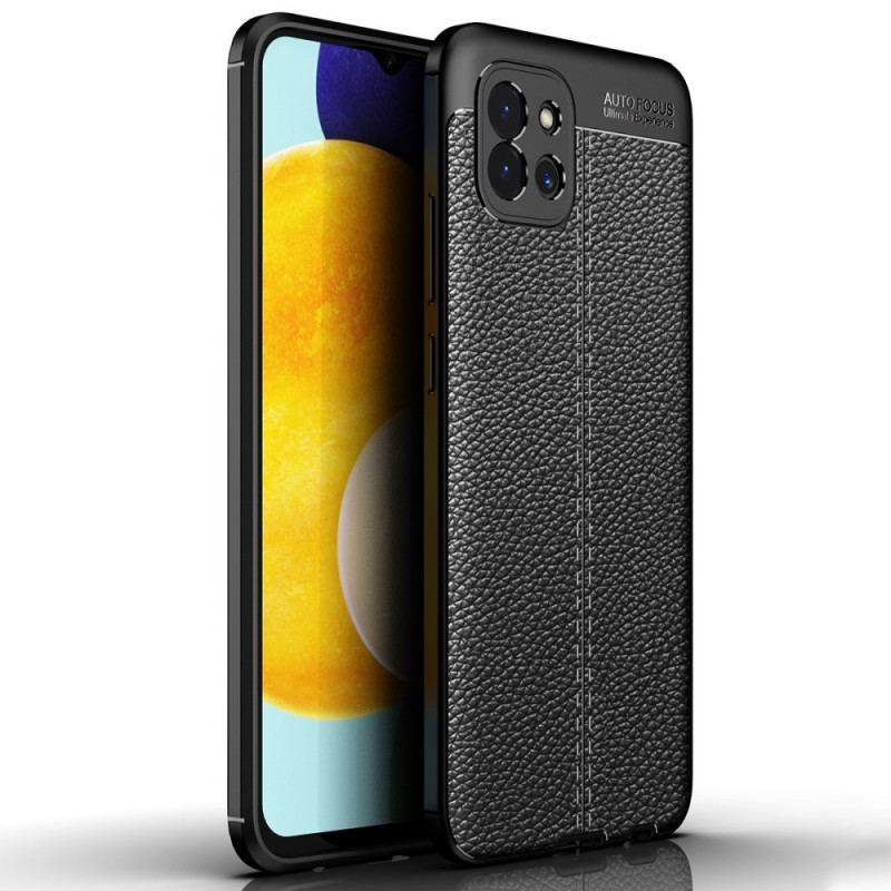 Coque Samsung Galaxy A03 Effet Cuir Litchi Double Line