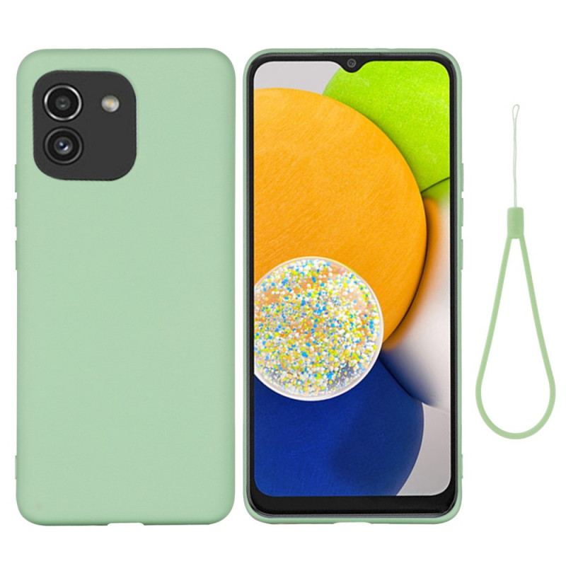 Coque Samsung Galaxy A03 Silicone Liquide Avec Lanière