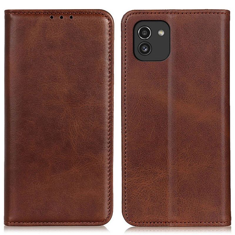 Flip Cover Samsung Galaxy A03 Cuir Fendu Élégance