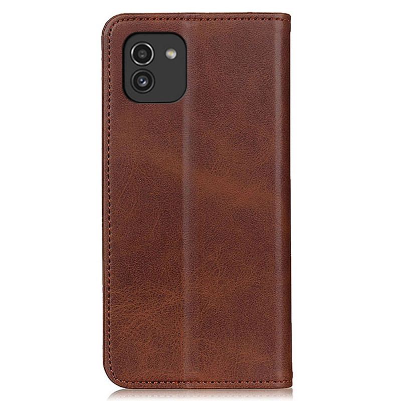 Flip Cover Samsung Galaxy A03 Cuir Fendu Élégance