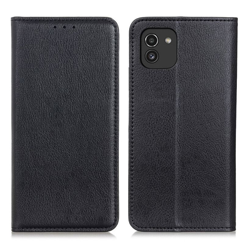 Flip Cover Samsung Galaxy A03 Cuir Litchi Design