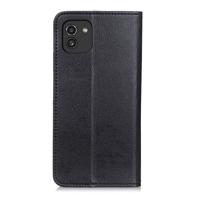 Flip Cover Samsung Galaxy A03 Cuir Litchi Design