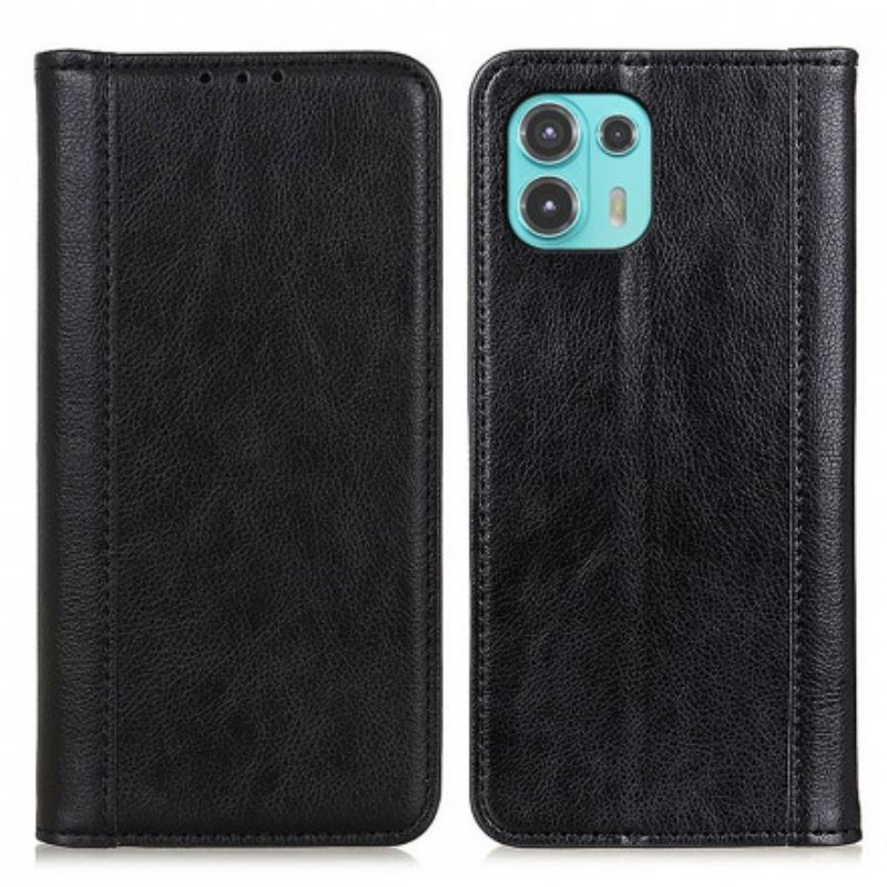 Flip Cover Motorola Edge 20 Lite Version Cuir Litchi Fendu