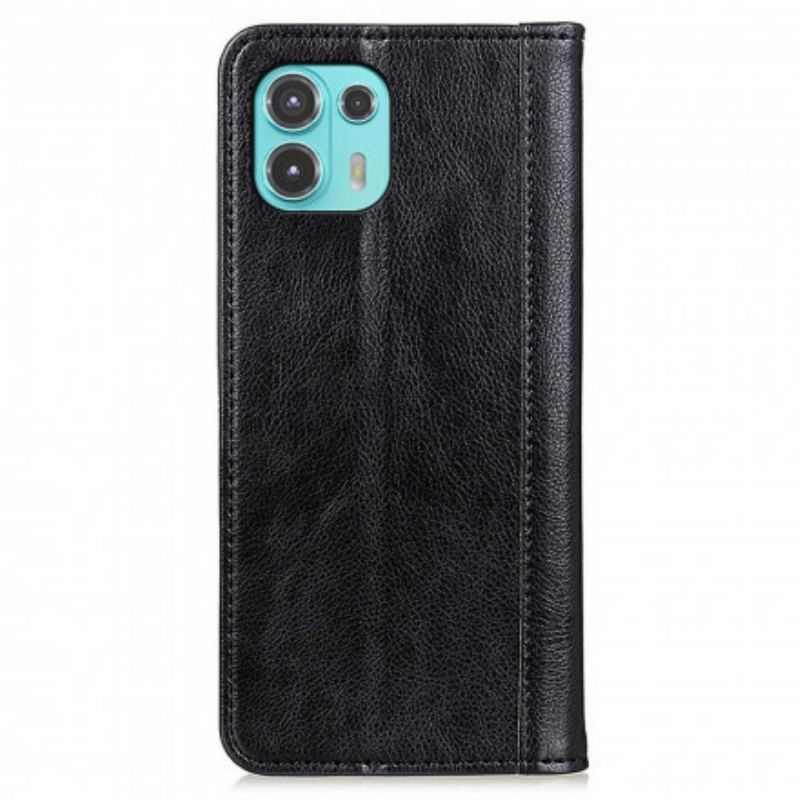 Flip Cover Motorola Edge 20 Lite Version Cuir Litchi Fendu