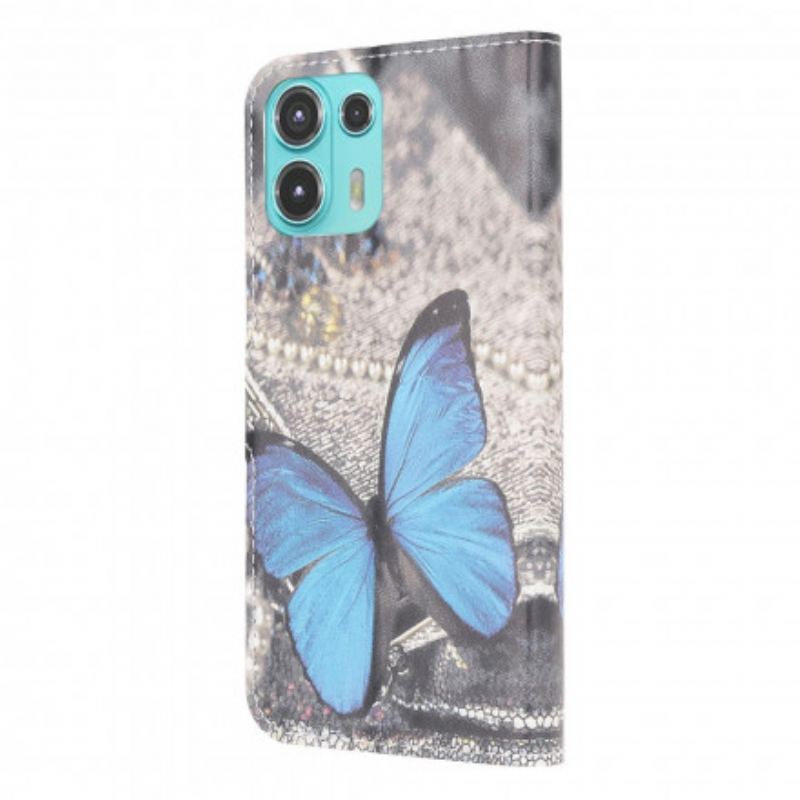 Housse Motorola Edge 20 Lite Papillon Bleu