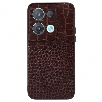 Coque Oppo Reno 8 Cuir Véritable Texture Crocodile