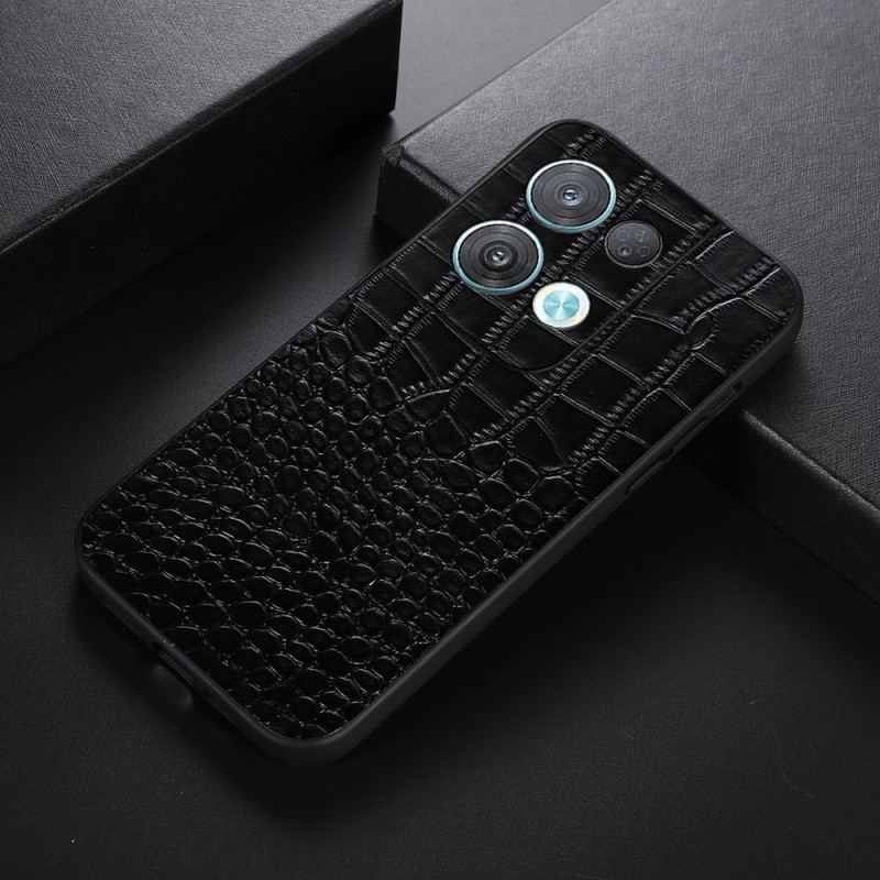 Coque Oppo Reno 8 Cuir Véritable Texture Crocodile