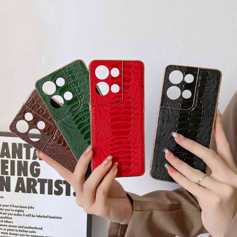 Coque Oppo Reno 8 Vrai Cuir Style Crocodile