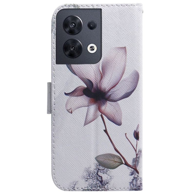 Housse Oppo Reno 8 Fleur Vintage à Lanière