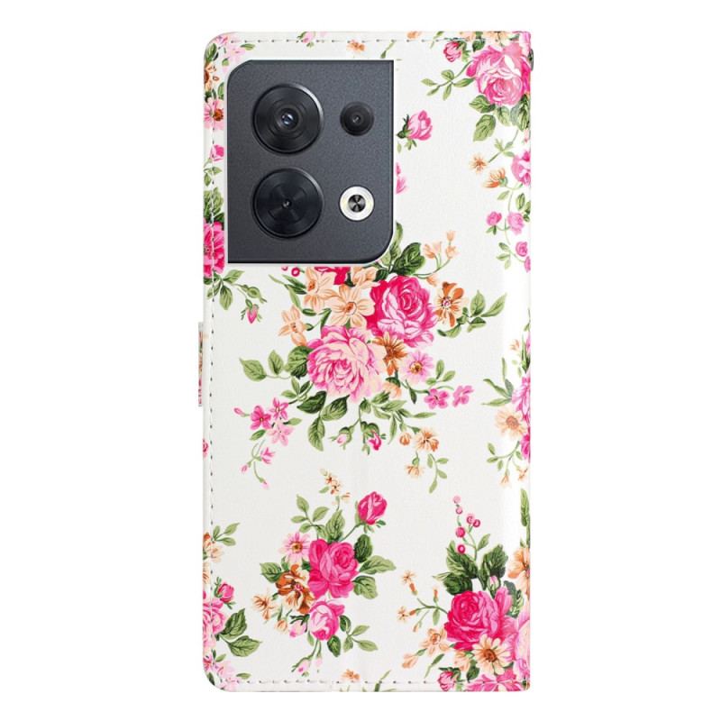 Housse Oppo Reno 8 Fleurs Liberty à Lanière