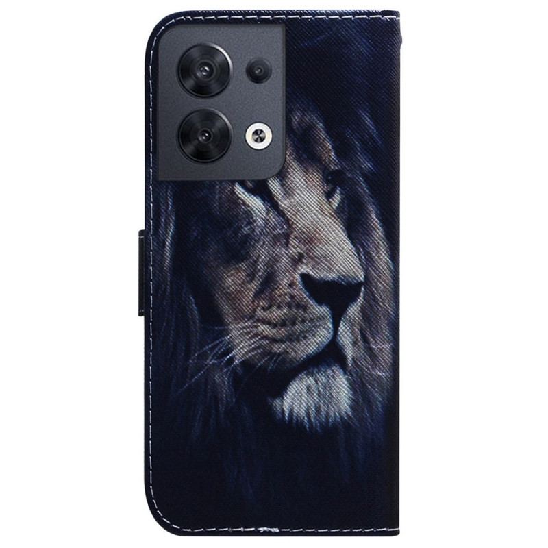 Housse Oppo Reno 8 Lion à Lanière