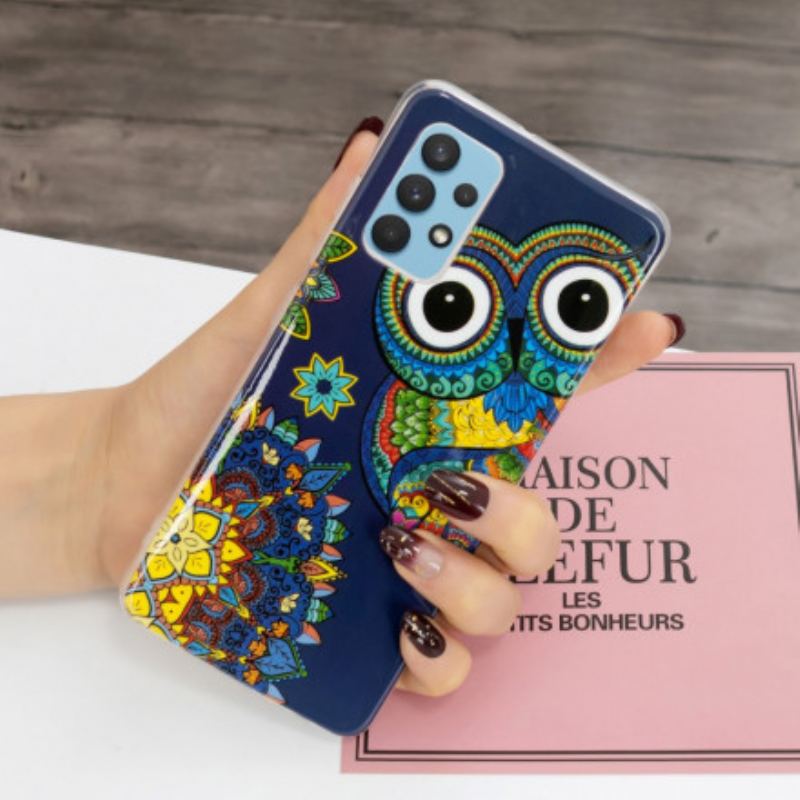 Coque Samsung Galaxy A32 4G Hibou Mandala Fluorescente