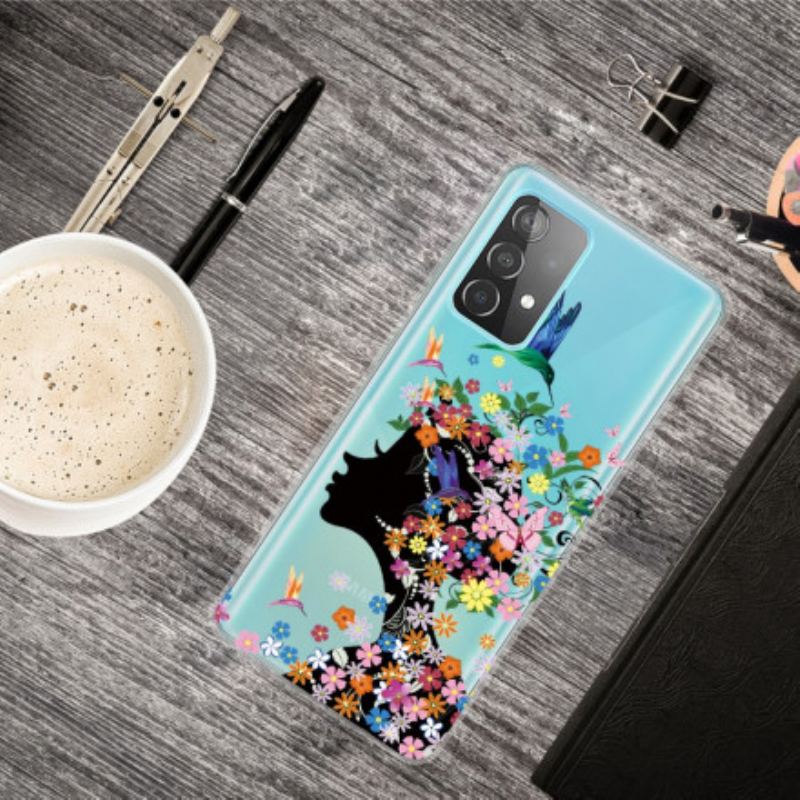 Coque Samsung Galaxy A32 4G Jolie Tête Fleurie