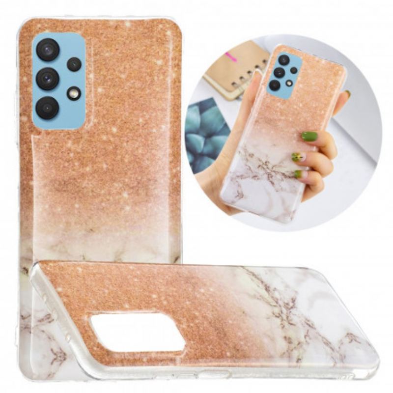 Coque Samsung Galaxy A32 4G Marbre Paillettes