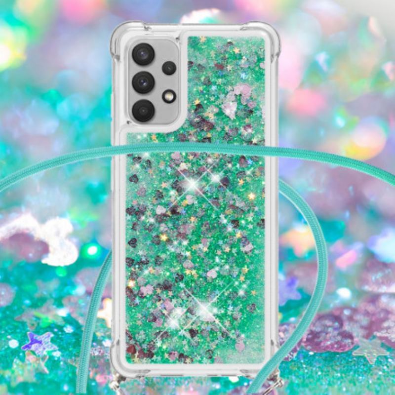 Coque Samsung Galaxy A32 4G Paillettes avec Cordon