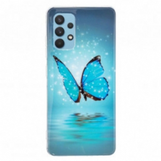 Coque Samsung Galaxy A32 4G Papillon Bleu Fluorescente