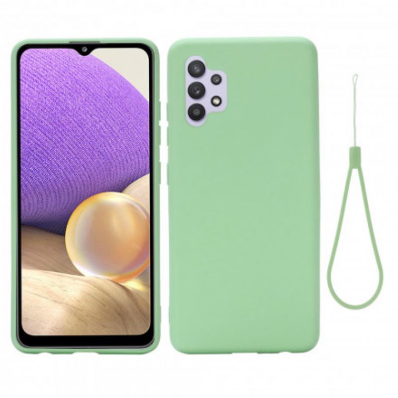 Coque Samsung Galaxy A32 4G Silicone Liquide Avec Lanière