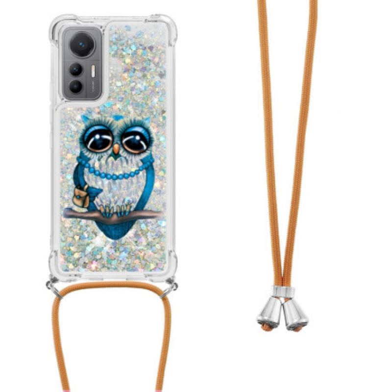 Coque Xiaomi 12 Lite à Cordon Paillettes Mrs Hibou