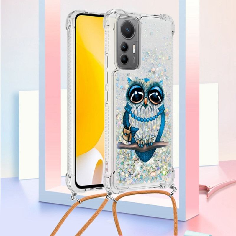 Coque Xiaomi 12 Lite à Cordon Paillettes Mrs Hibou