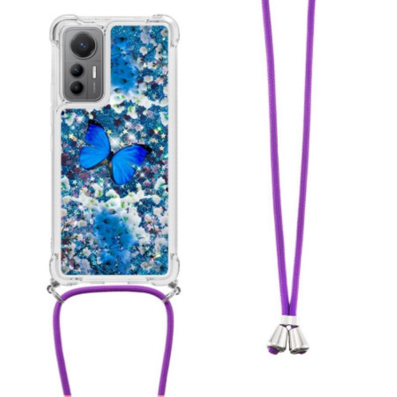 Coque Xiaomi 12 Lite à Cordon Paillettes Papillons