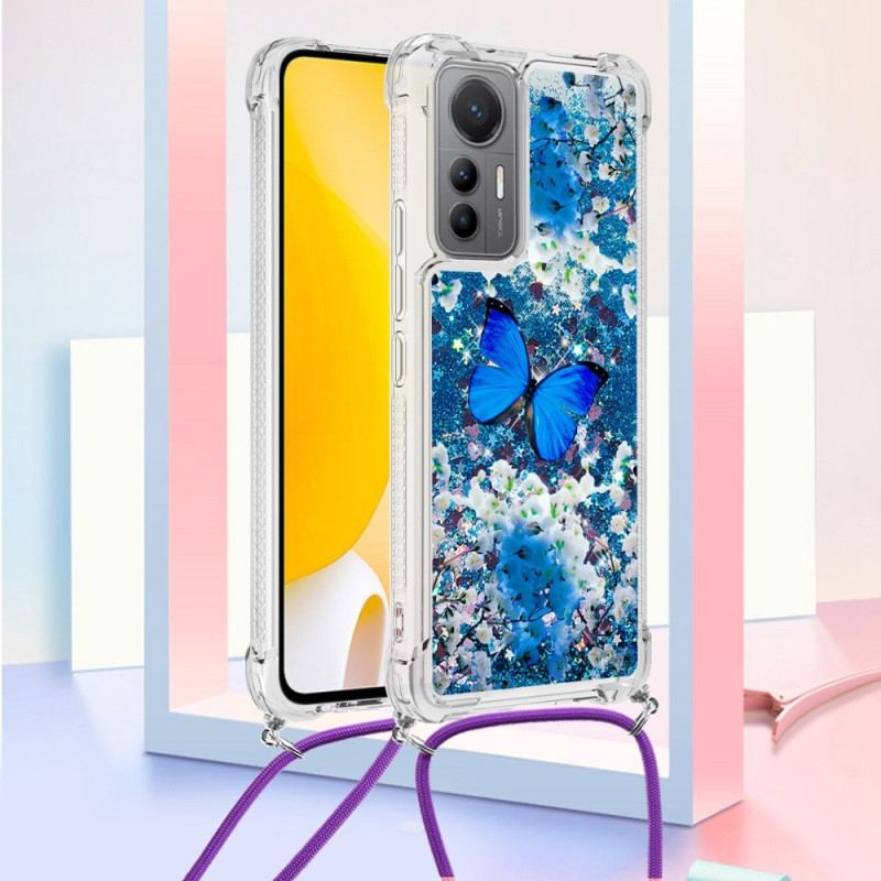 Coque Xiaomi 12 Lite à Cordon Paillettes Papillons