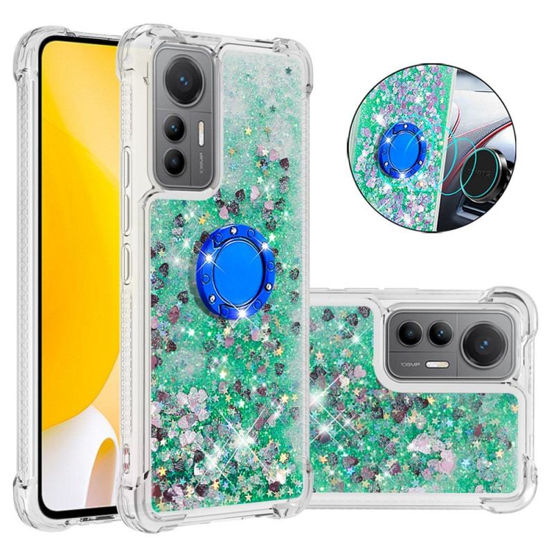 Coque Xiaomi 12 Lite Paillettes Colorées Anneau-Support