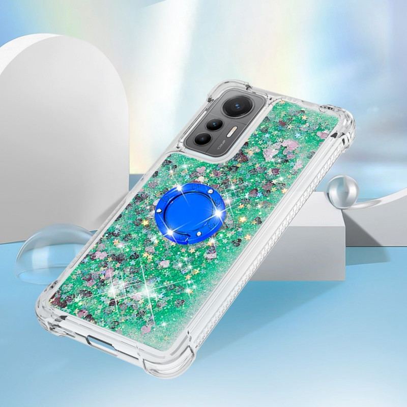 Coque Xiaomi 12 Lite Paillettes Colorées Anneau-Support