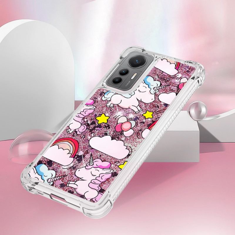 Coque Xiaomi 12 Lite Paillettes Licornes