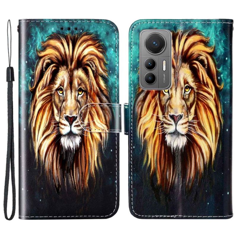 Housse xiaomi 12 Lite Lion à Lanière