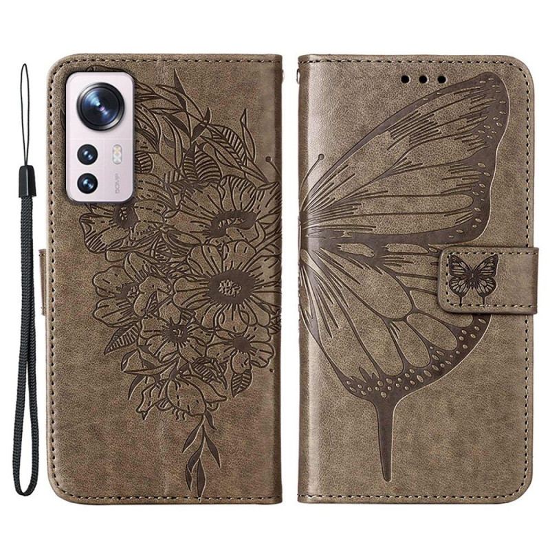 Housse Xiaomi 12 Lite Papillon Design avec Lanière