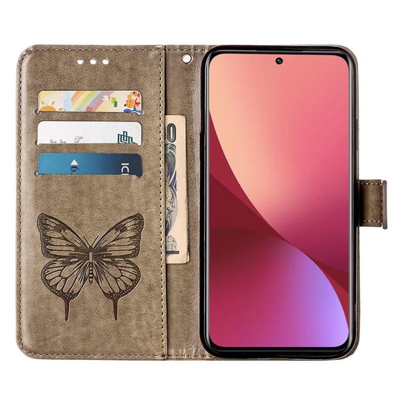 Housse Xiaomi 12 Lite Papillon Design avec Lanière