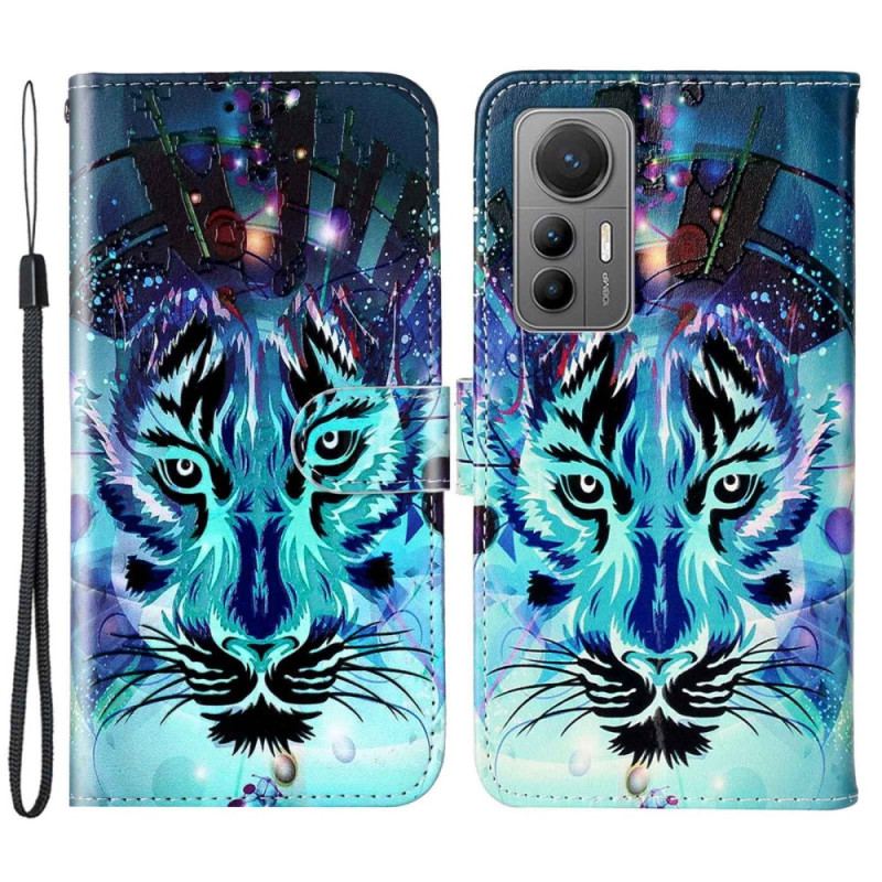 Housse Xiaomi 12 Lite Tigre avec Lanière