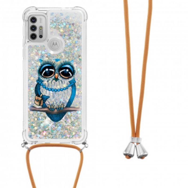 Coque Moto G30 / Moto G10 à Cordon Paillettes Miss Hibou