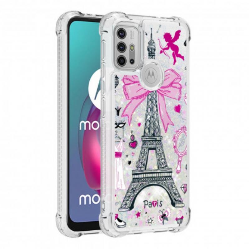 Coque Moto G30 / Moto G10 La Tour Eiffel Paillettes