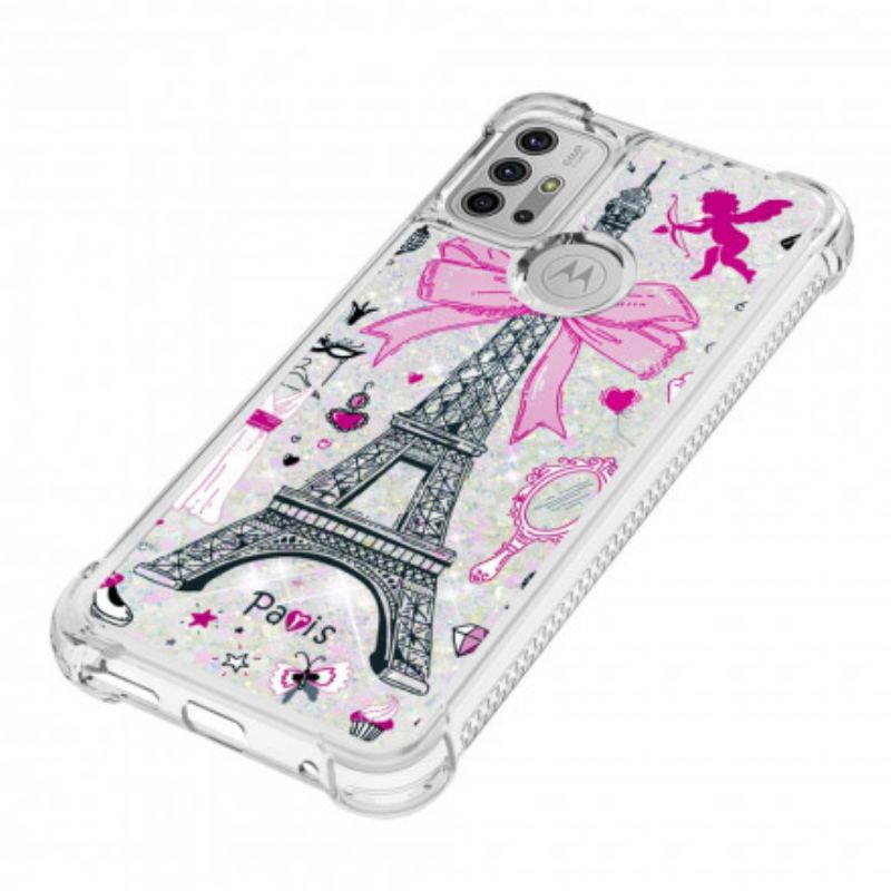 Coque Moto G30 / Moto G10 La Tour Eiffel Paillettes