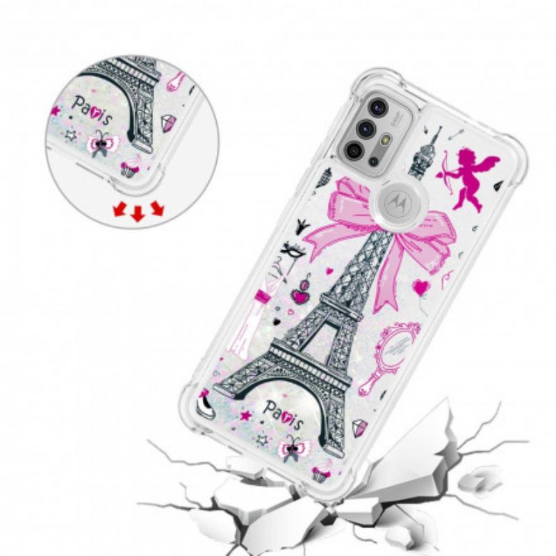 Coque Moto G30 / Moto G10 La Tour Eiffel Paillettes