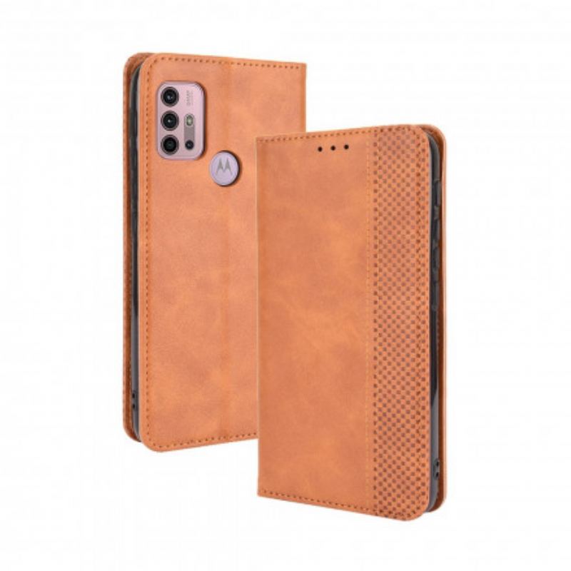 Flip Cover Moto G30 / Moto G10 Effet Cuir Vintage Stylisé