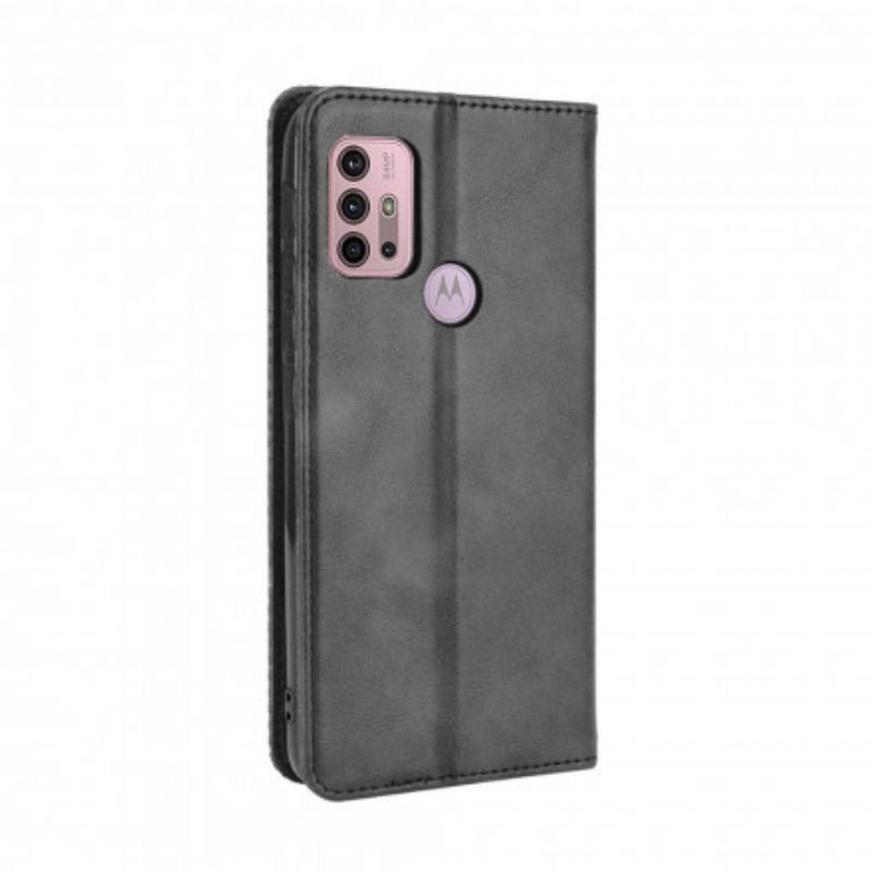 Flip Cover Moto G30 / Moto G10 Effet Cuir Vintage Stylisé