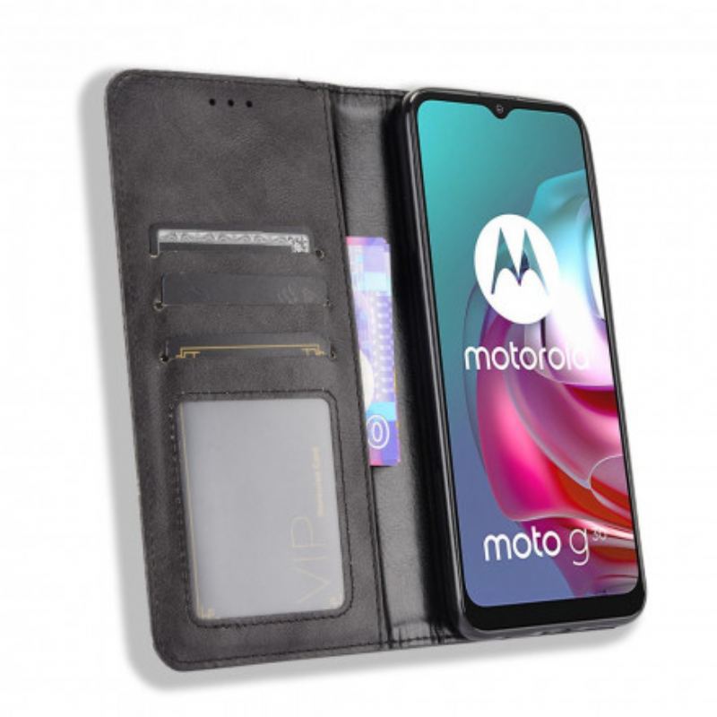 Flip Cover Moto G30 / Moto G10 Effet Cuir Vintage Stylisé