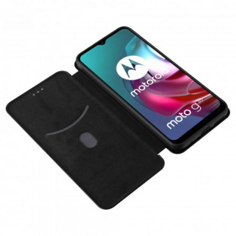 Flip Cover Moto G30 / Moto G10 Silicone Carbone Coloré